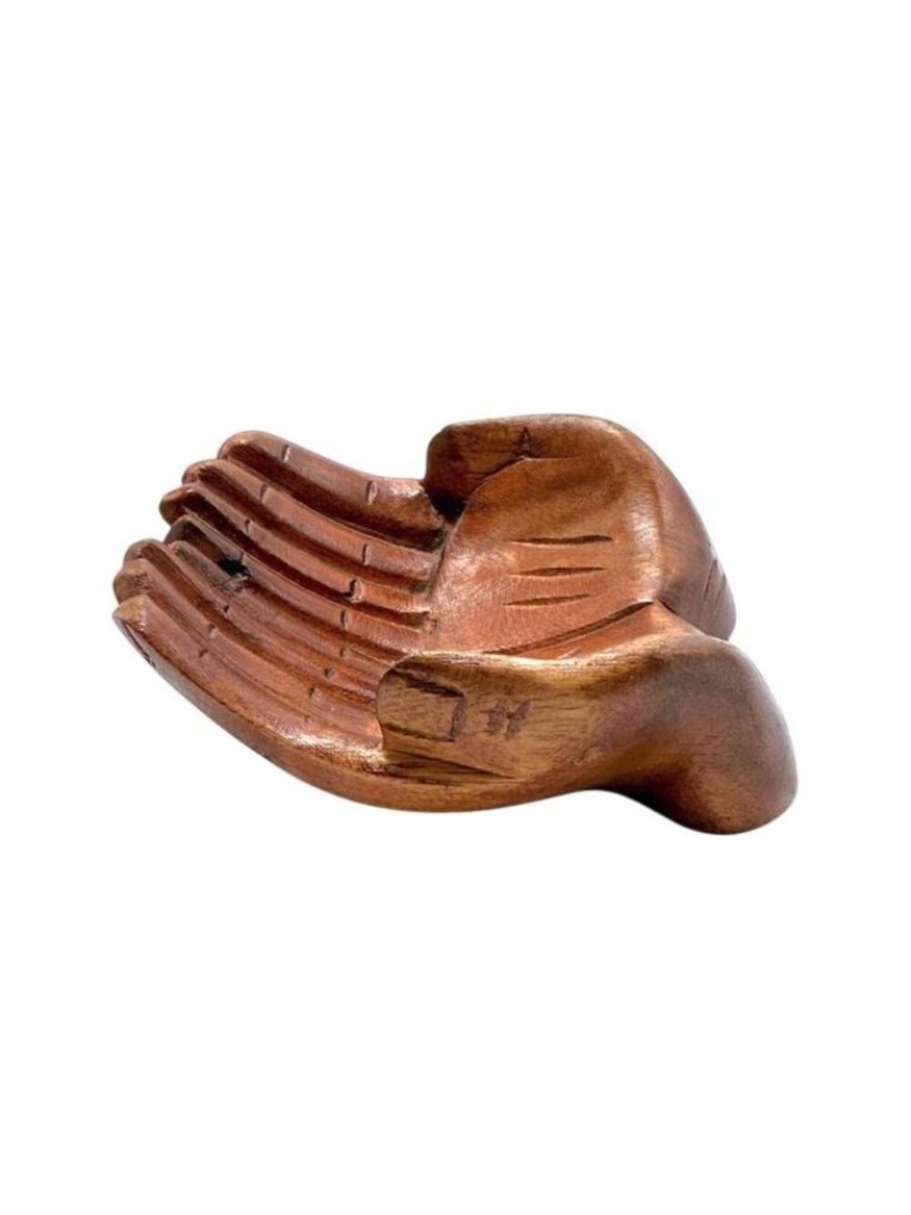Hand-Carved Wooden Decorative Bowl In Unique Hand Shape Design